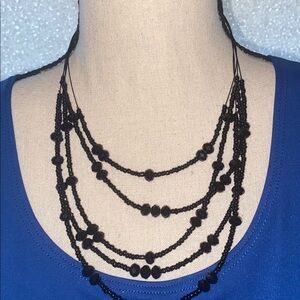Vintage Black Wire Acrylic Black Beads